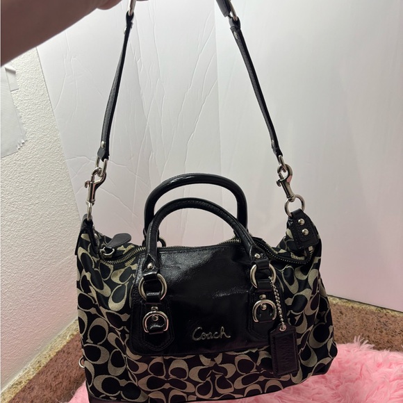 Coach Black and Gray Signature Satchel - Picture 1 of 12